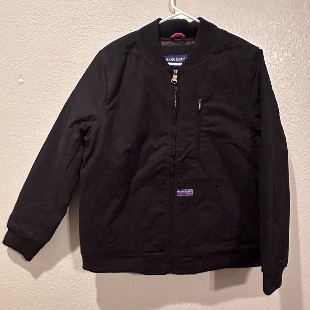 NWT Bass Creek Outfitters Quilted Black Duck Bomber Jacket black sz L